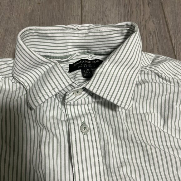 Banana Republic Men's White Stripe Styled Casual Button up Dress Shirt Large - Picture 3 of 6